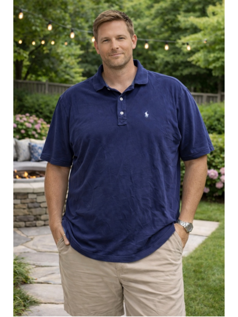 Men's Polo by Ralph Lauren Blue 2XLT Featherweight Polo Shirt Summer